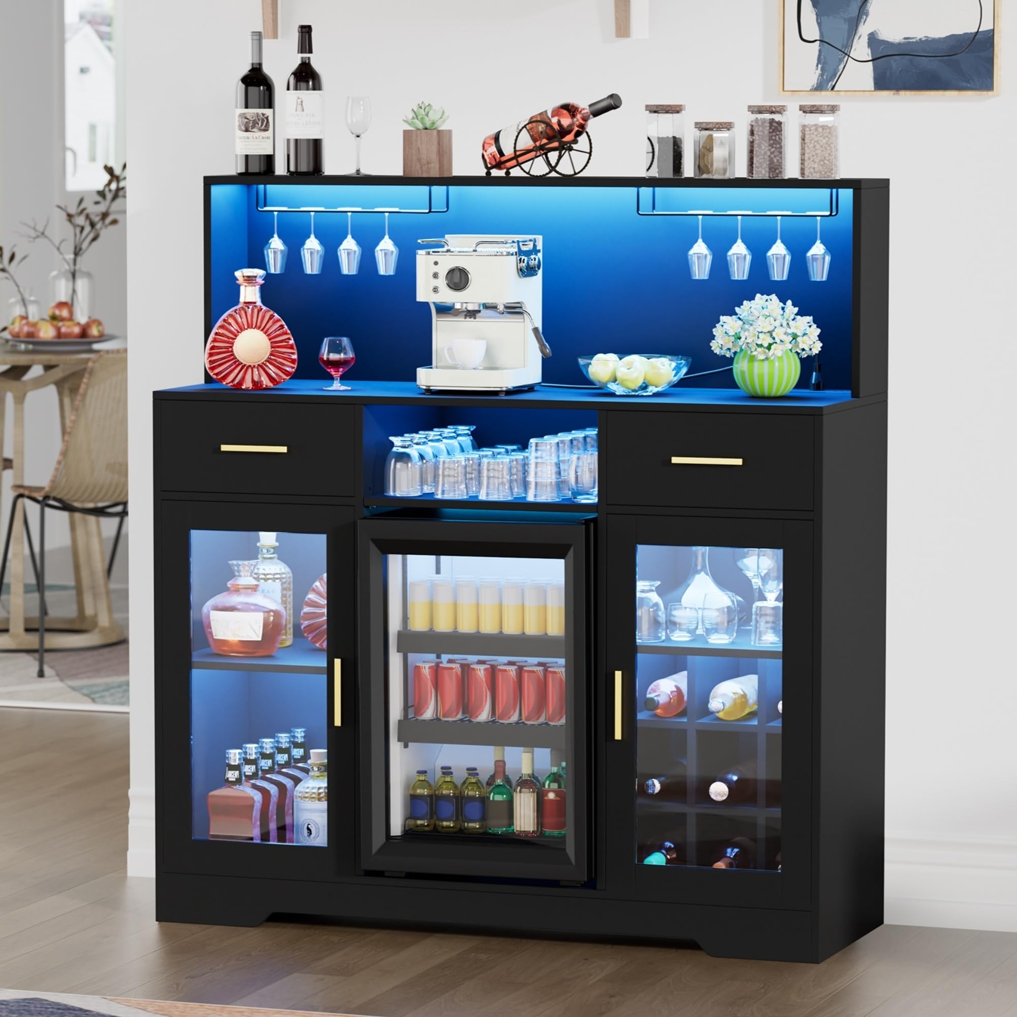 Home Bar And Fridge - Mini-réfrigérateur avec rangement, armoires de bar