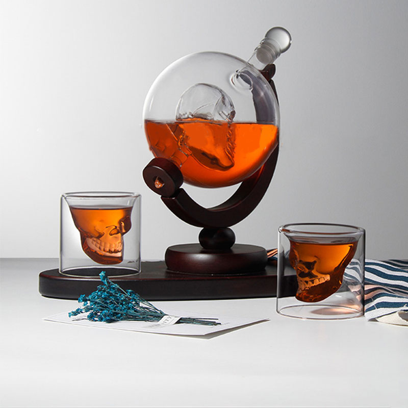 Decanter Globe Set - Ensemble de carafe à whisky Skull